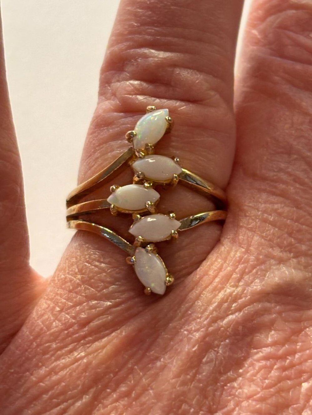 Vintage Joseph Esposito 18K HGE Five Opal Ring Size 7